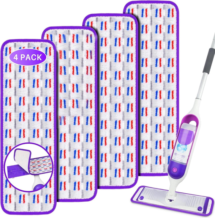 ILAVCLEAN 4 Pack Reusable Microfiber Mop Pads for SwifferPower Mop Pads Replacement, Power Mop Pads Refills for All Surfaces Floor Cleaning 13 ''-15 '' Spray Mop