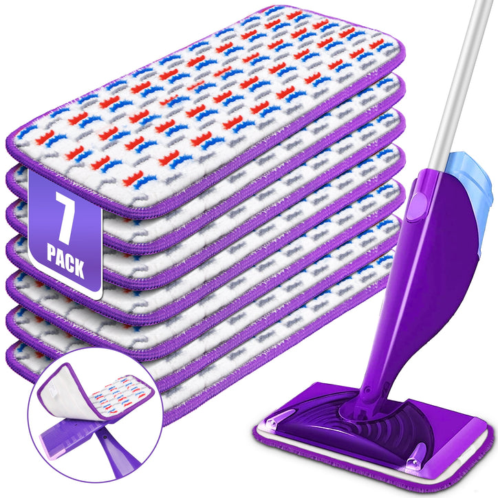 ILAVCLEAN 7 Pcs Reusable Mop Pads for SwifferWet Jet Refills, Replacement Dry Wet Mopping Pads Floor Cleaning for All Kinds of Floor Surface