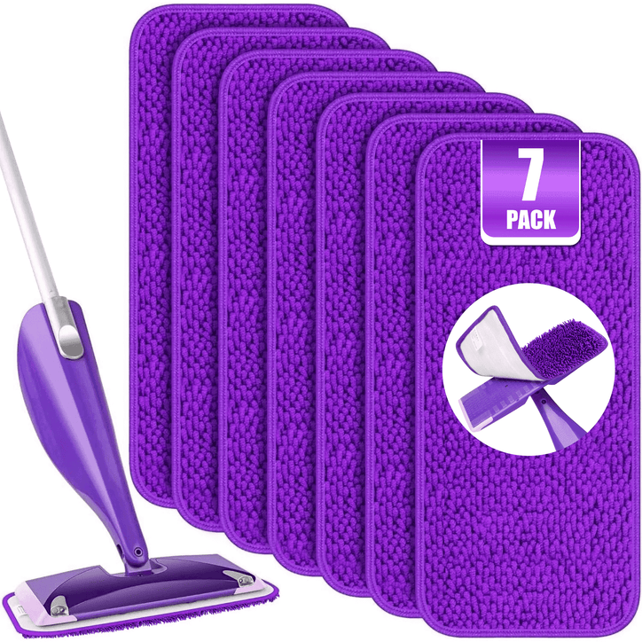 ILAVCLEAN 7 Pack Reusable Mop Pads for SwifferWet Jet, Microfiber Mop Head Replacement Wet Jet Refills Mopping Wet Pads Refills for Hardwood Floor Cleaning