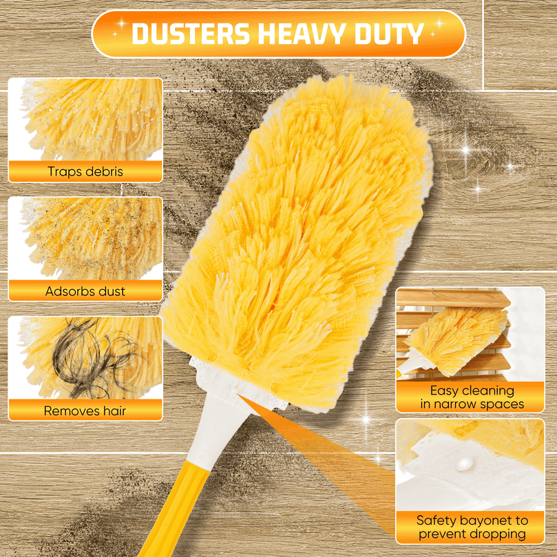 ILAVCLEAN Heavy Duty Duster Refills for Swiffers Duster with 30 Pcs & 1 Handle 5X Microfibers 360° Multi Surface Refills Efficient Disposable Feather Duster Kit for Cleaning