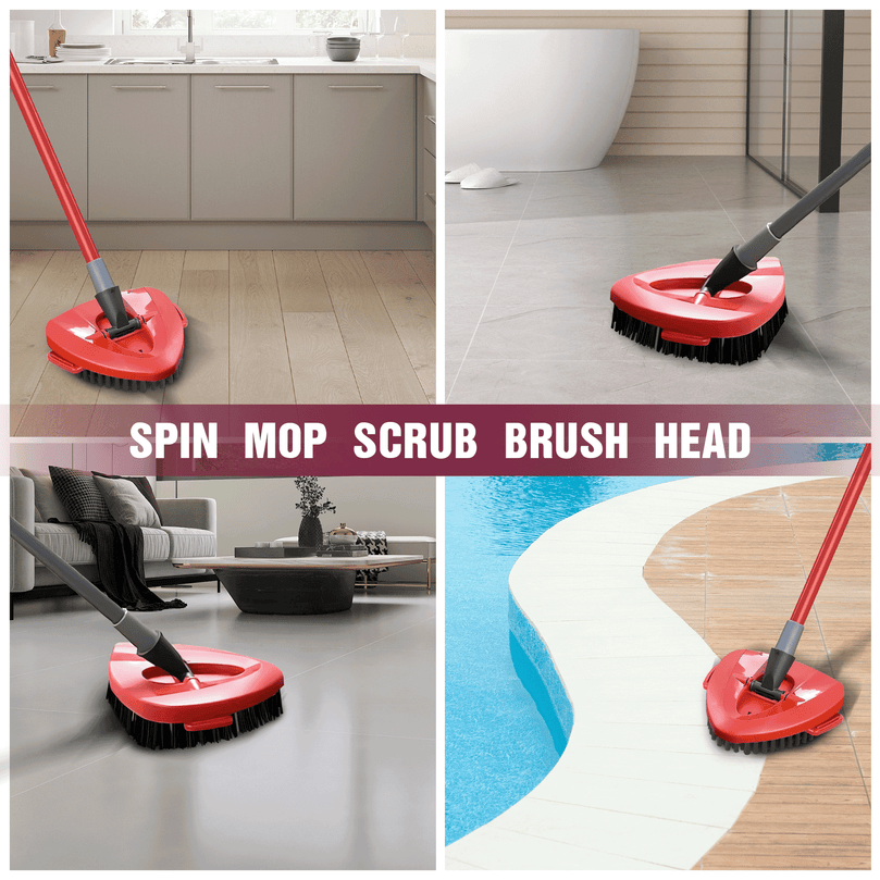 ILAVCLEAN 3 Pcs Scrub Brush Mop Attachments Head Replacement for O-Cedar 1 Tank System, Spin Mop Replace Heads Hard Bristle Floor Cleaning Brush for Bathroom Kitchen