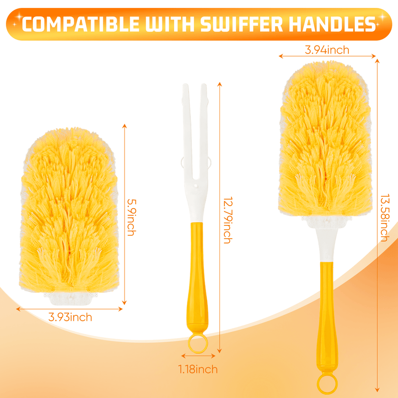 ILAVCLEAN Heavy Duty Duster Refills for Swiffers Duster with 30 Pcs & 1 Handle 5X Microfibers 360° Multi Surface Refills Efficient Disposable Feather Duster Kit for Cleaning