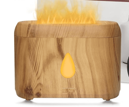 BCOOSSS Mini Essential Oil Diffuser Aromatherapy Premium Humidifier Aroma Air Diffuser with Flame Light, Wood Grain