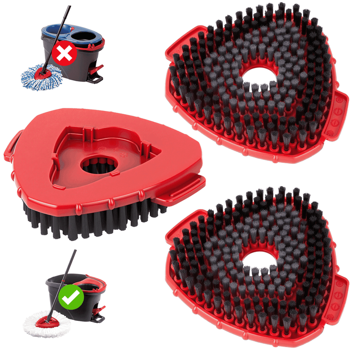 ILAVCLEAN 3 Pcs Scrub Brush Mop Attachments Head Replacement for O-Cedar 1 Tank System, Spin Mop Replace Heads Hard Bristle Floor Cleaning Brush for Bathroom Kitchen