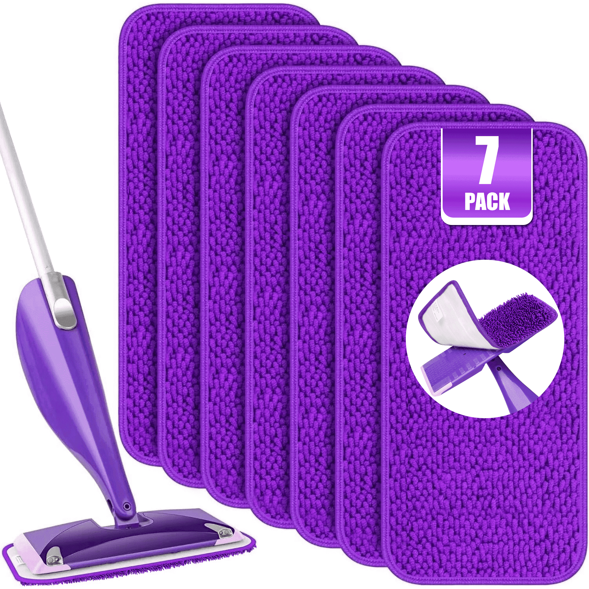 ILAVCLEAN 7 Pack Reusable Mop Pads for SwifferWet Jet, Microfiber Mop Head Replacement Wet Jet Refills Mopping Wet Pads Refills for Hardwood Floor Cleaning