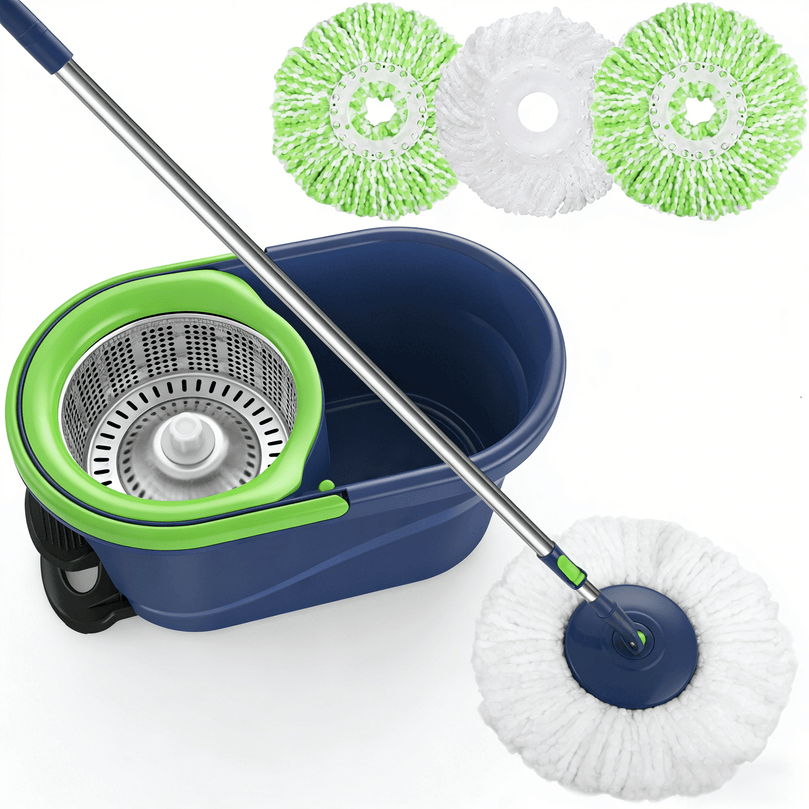 ILAVCLEAN Foot Pedal Spin Mop and Bucket System with Washable Microfiber Pads