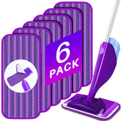 ILAVCLEAN Reusable Mop Pads for SwifferWet Jet Mop Refills Pad 6 Pack Wet Jet Refill Microfiber Dry Wet Pads Washable Floor Cleaning for All Kinds of Floor Types