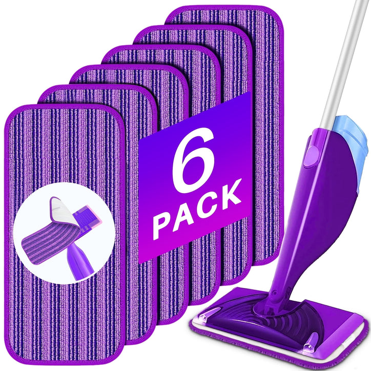 ILAVCLEAN Reusable Mop Pads for SwifferWet Jet Mop Refills Pad 6 Pack Wet Jet Refill Microfiber Dry Wet Pads Washable Floor Cleaning for All Kinds of Floor Types