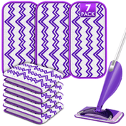 SUGARDAY 7 Pack Reusable Mop Pads for Wet Jet Mop, Washable Wet Jet Pads Refills Microfiber Mop Pads for Floor Cleaning Wet Dry Use