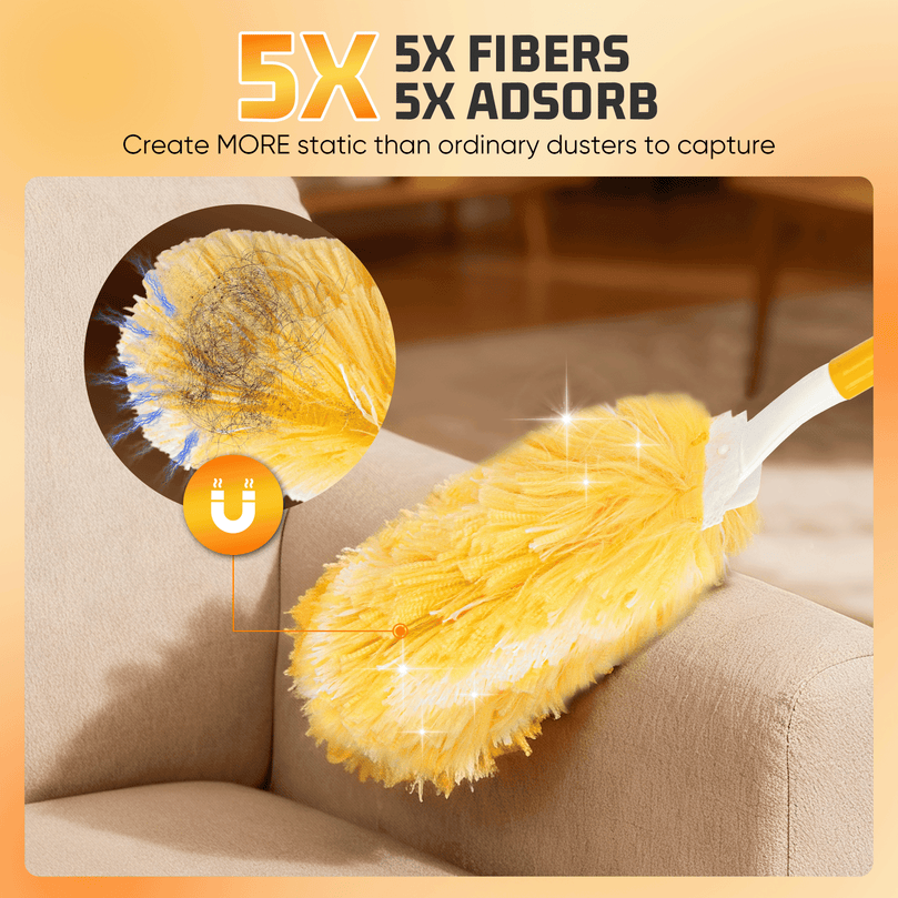 ILAVCLEAN Heavy Duty Duster Refills for Swiffers Duster with 30 Pcs & 1 Handle 5X Microfibers 360° Multi Surface Refills Efficient Disposable Feather Duster Kit for Cleaning