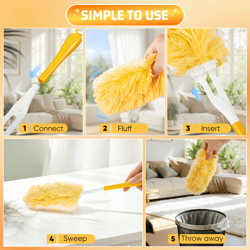 ILAVCLEAN Heavy Duty Duster Refills for Swiffers Duster with 30 Pcs & 1 Handle 5X Microfibers 360° Multi Surface Refills Efficient Disposable Feather Duster Kit for Cleaning